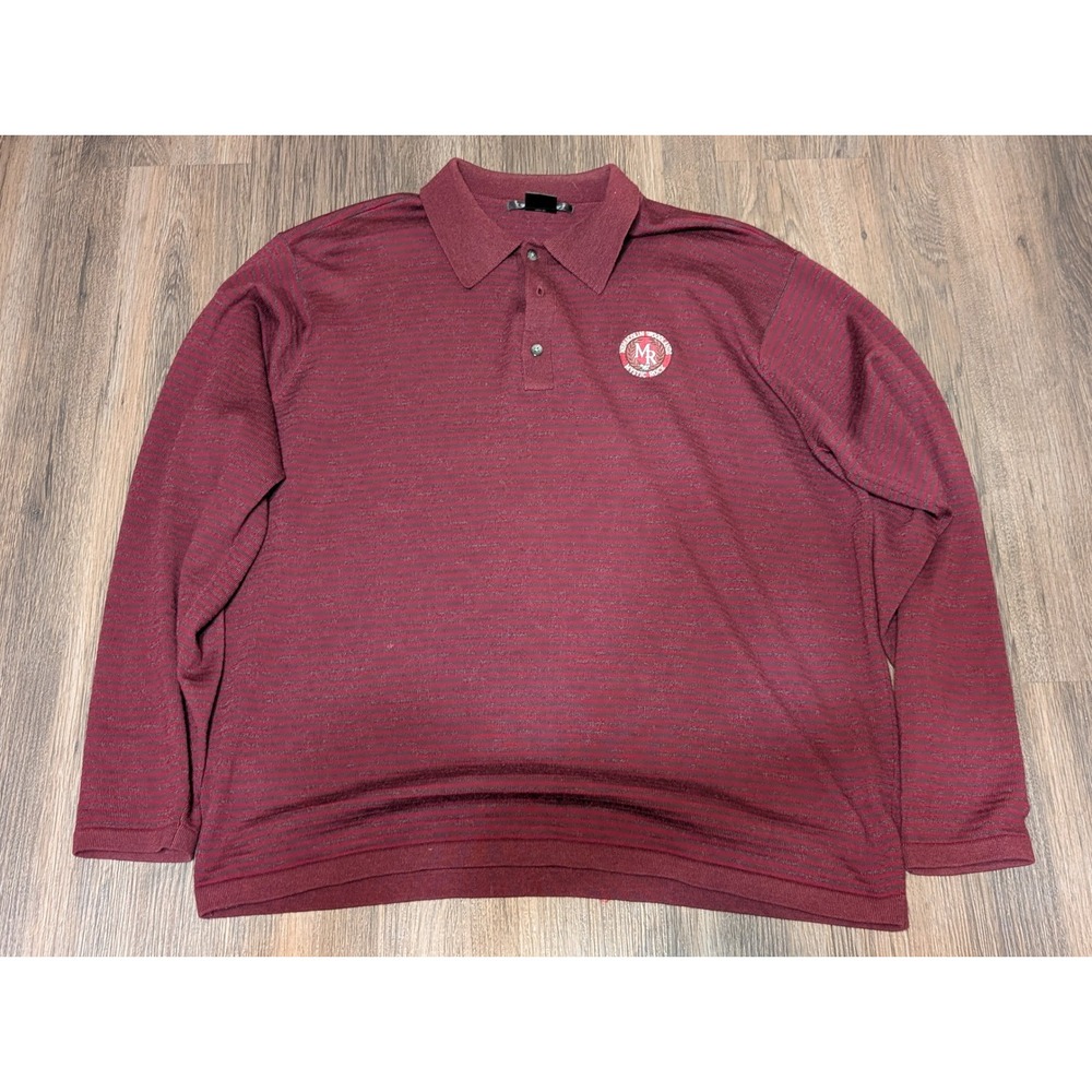 Tiger Woods Golf Polo Shirt Long Sleeve‎ Mens L Burgundy MR Mystic Rock